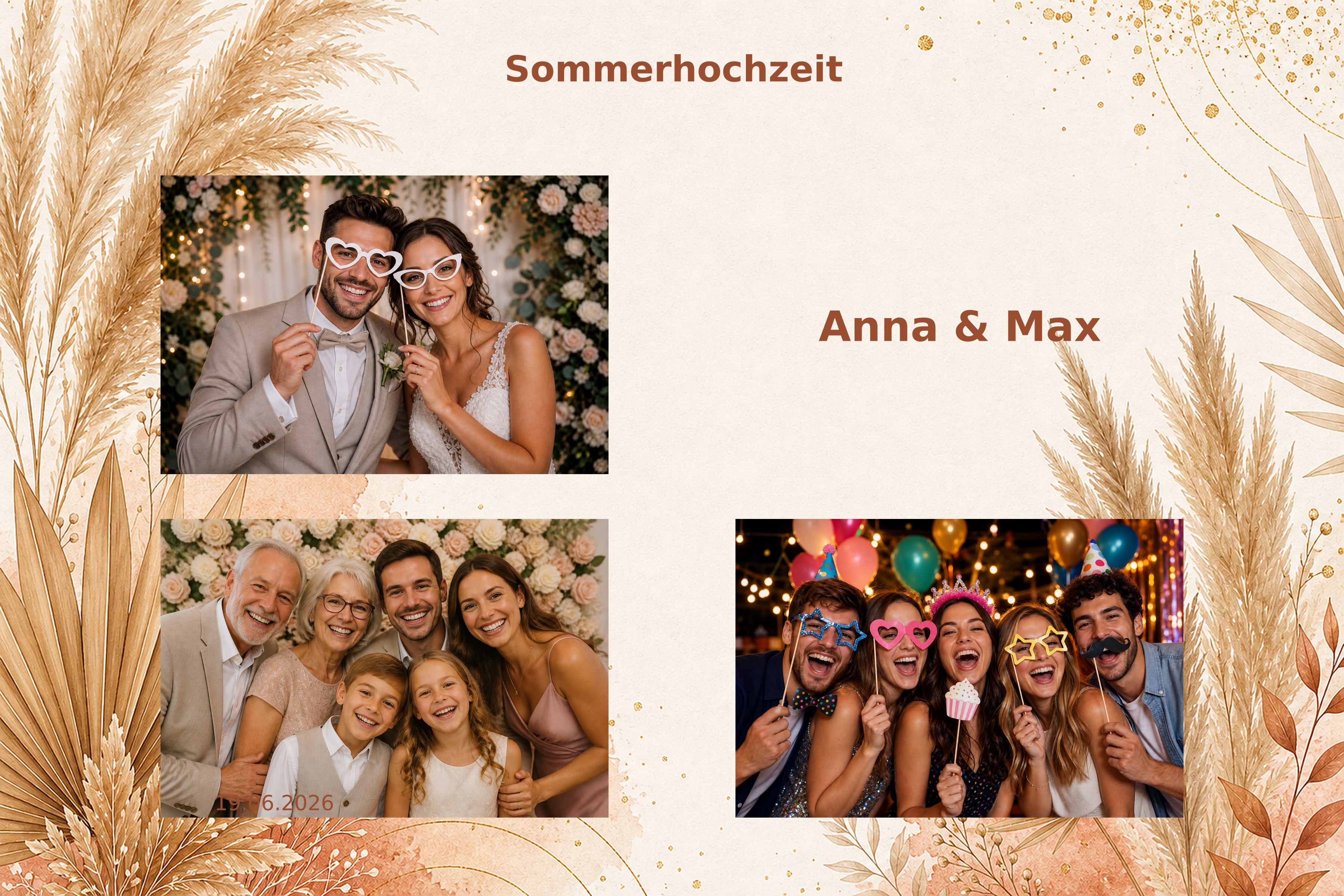 Layoutvorlage Boho Pampas aus der FotoboxSuite Studio App