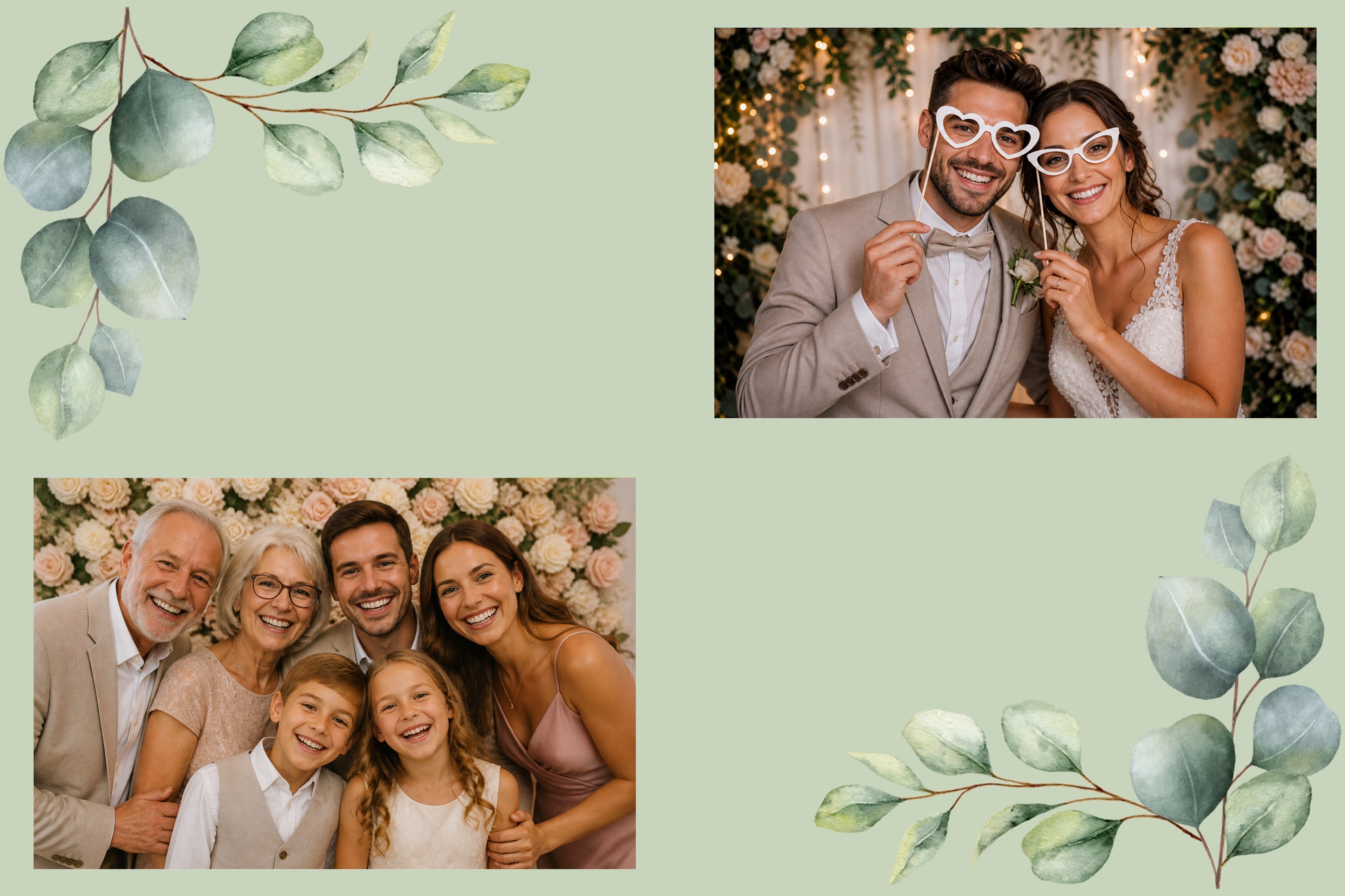 Layoutvorlage Eukalyptus Greenery Duo aus der FotoboxSuite Studio App