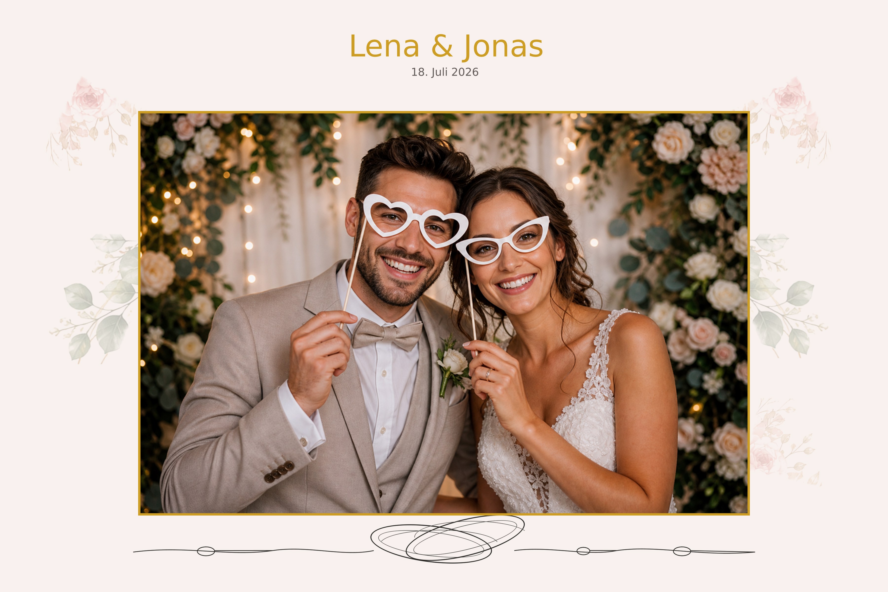 Layoutvorlage Hochzeit Ringe aus der FotoboxSuite Studio App