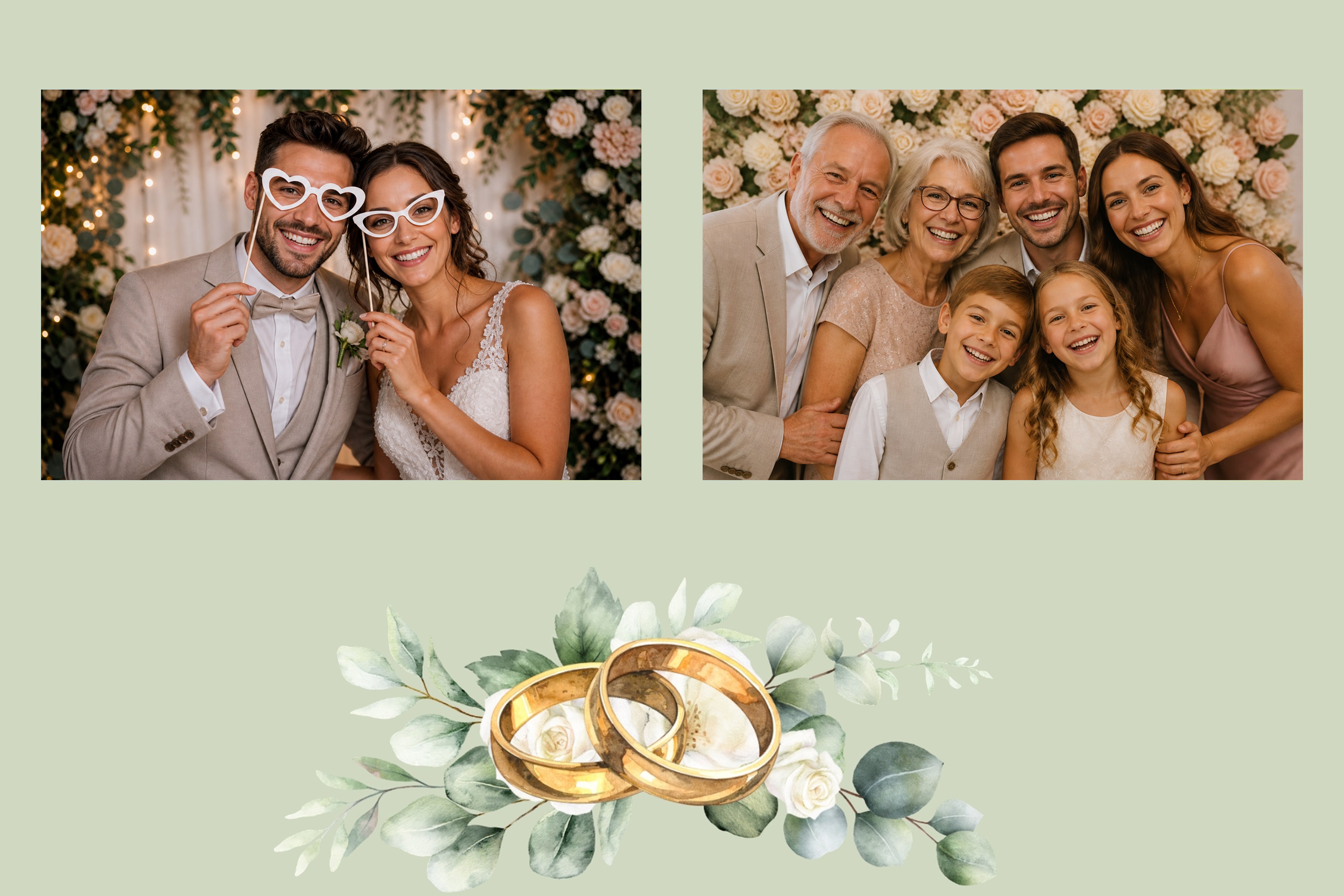 Layoutvorlage Eukalyptus Ringe Duo aus der FotoboxSuite Studio App